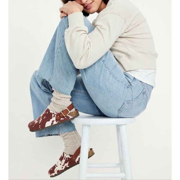 Old Navy Animal Cow Print Side Buckle Clogs Size 9 - Picture 1 of 7